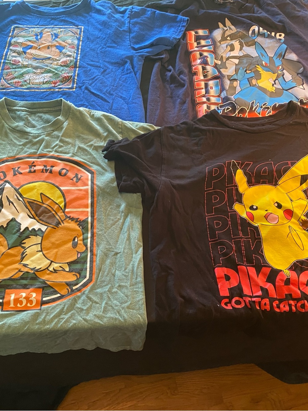 Kids Pikachu & Eevee Graphic T-Shirt - Black/Green/Blue